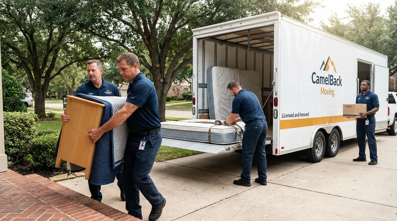 Crew loading residential truck for cross-state move from Mancelona, MI