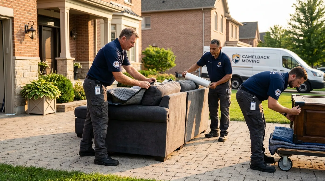 Large estate moving crew wrapping furniture in Mancelona, MI